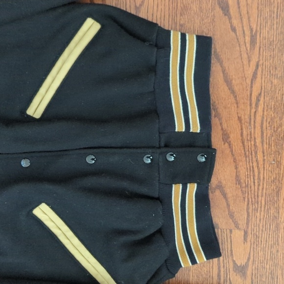Vtg Black/ Gold Cheerleader Letterman Jacket Sailor Style Wool Blend Sz M/L - Picture 6 of 14
